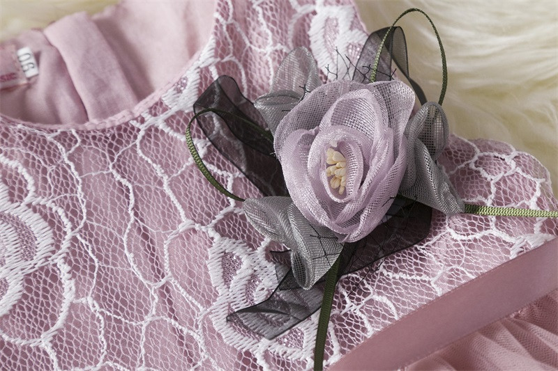 Roosa lillega tüdruku suvekleit 2-6T väikelapse tüdruku sünnipäeva printsessi kostüüm Beebi õhtupeo riided lastele uusaasta Tülle Vestido