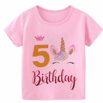 Нов нов дизайн, детска тениска, костюм за 1-9-ти рожден ден, еднорог, графична тениска за момичета, летни ежедневни забавни момчета, тениски, горнища
