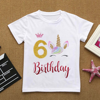Нов нов дизайн, детска тениска, костюм за 1-9-ти рожден ден, еднорог, графична тениска за момичета, летни ежедневни забавни момчета, тениски, горнища