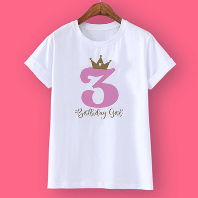 Crown Birthday Fete Tricou personalizat 1-10Y Tricou cu nume personalizat Tricou sălbatic Tricou fete pentru petrecere Haine Cadouri pentru copii Topuri la modă