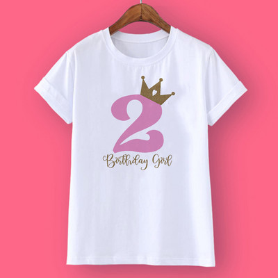 Crown Birthday Fete Tricou personalizat 1-10Y Tricou cu nume personalizat Tricou sălbatic Tricou fete pentru petrecere Haine Cadouri pentru copii Topuri la modă