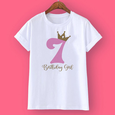Crown Birthday Fete Tricou personalizat 1-10Y Tricou cu nume personalizat Tricou sălbatic Tricou fete pentru petrecere Haine Cadouri pentru copii Topuri la modă