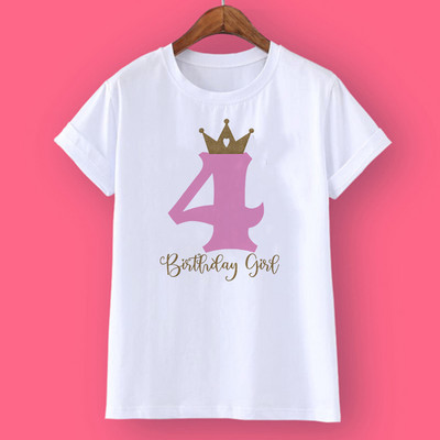 Crown Birthday Fete Tricou personalizat 1-10Y Tricou cu nume personalizat Tricou sălbatic Tricou fete pentru petrecere Haine Cadouri pentru copii Topuri la modă