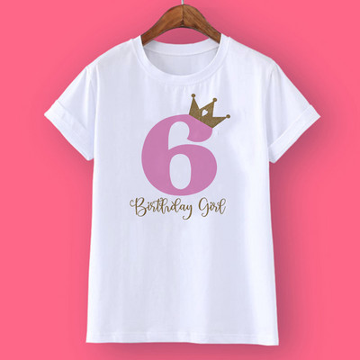 Crown Birthday Fete Tricou personalizat 1-10Y Tricou cu nume personalizat Tricou sălbatic Tricou fete pentru petrecere Haine Cadouri pentru copii Topuri la modă