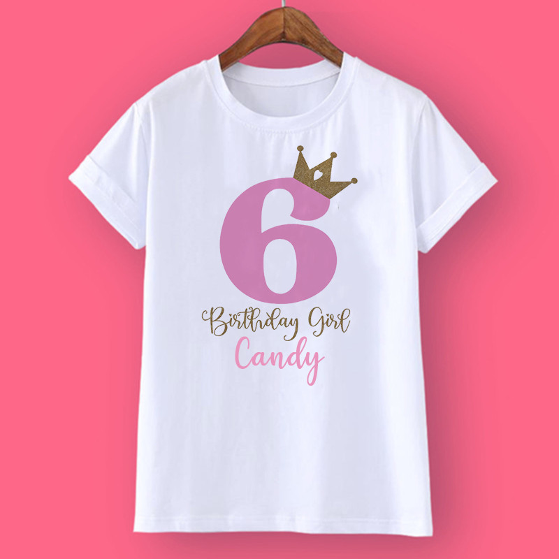 Crown Birthday Fete Tricou personalizat 1-10Y Tricou cu nume personalizat Tricou sălbatic Tricou fete pentru petrecere Haine Cadouri pentru copii Topuri la modă