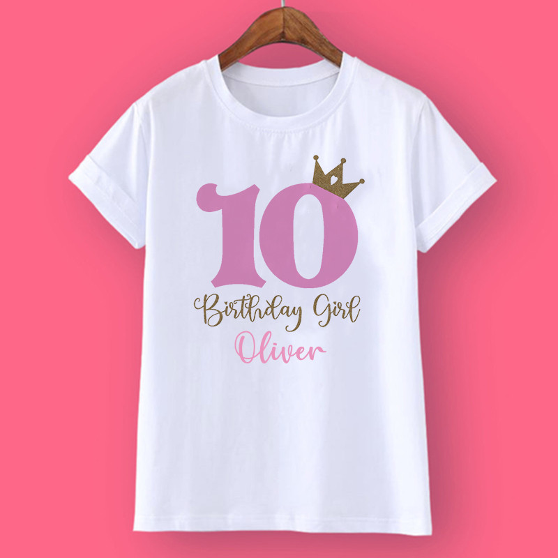 Crown Birthday Fete Tricou personalizat 1-10Y Tricou cu nume personalizat Tricou sălbatic Tricou fete pentru petrecere Haine Cadouri pentru copii Topuri la modă