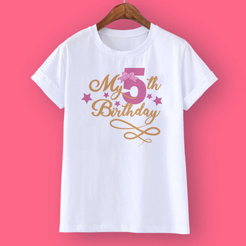 Деца, момичета, летни тениски с номера за рожден ден, тениска с къс ръкав, размер 1-12 години, детски парти дрехи, горнища, подаръци за момичета за рожден ден