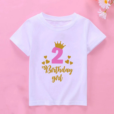 Νέες παιδικές μπλούζες για γενέθλια καλοκαιρινά για κορίτσια, κοντομάνικο μπλουζάκι, Μέγεθος 1 2 3 4 5 6 7 8 9 10 Χρόνια Παιδικά πάρτι με ρούχα