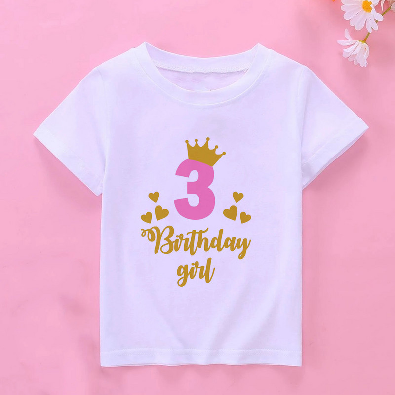 Uued Lastele Tüdrukutele Suvised Sünnipäeva T-särgid Lühikeste varrukatega T-särk Suurus 1 2 3 4 5 6 7 8 9 10 aastat Laste Peorõivad Topid