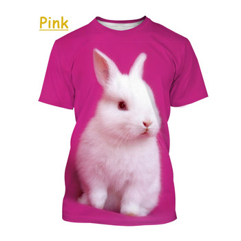 Νέα μπλουζάκια Animals Rabbits Τρισδιάστατη εκτύπωση Καλοκαιρινό μπλουζάκι Παιδικά Casual Kawaii Αγόρια Κορίτσια Ουδέτερα μπλουζάκια με στρογγυλό λαιμό Μπλουζάκια