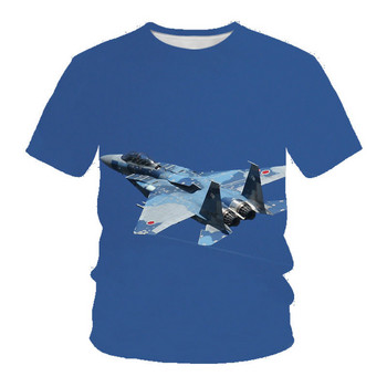 Тениски Kawaii 3D Print Summer Aircraft Fighter T Shirt Fashion Kids Casual Boys Girls Round Neck Tshirt Детско облекло