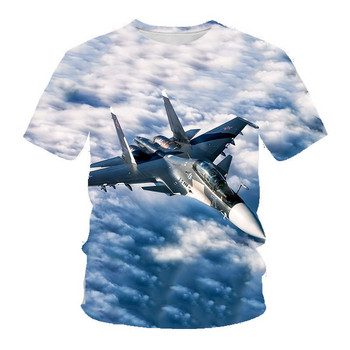 T-shirts Kawaii 3D Print Summer Aircraft Fighter T Shirt Μόδα για παιδιά Casual αγόρια για κορίτσια Tshirt με στρογγυλή λαιμόκοψη Παιδικά ρούχα