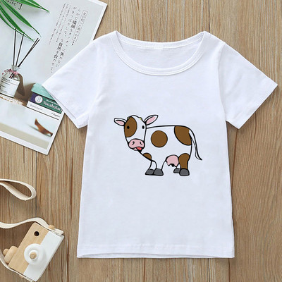 Kawaii Harajuku Cows Cartoon тениска за деца Vegan xxx Boys and Girls Clothes Brands Tops Tumblr Korean Ulzzang Kids Tees