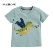 SAILEROAD 2023 Nova ljetna majica kratkih rukava Pamučne majice kratkih rukava s crtanim filmovima dinosaura Majice s kratkim rukavima Dječje majice Dječje Dječja odjeća