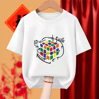Funny Cool Rubikov Print Dječak Djevojčica Bijela majica Kid Summer Harajuku Kawaii Funny Little Baby Y2K aplikacije Odjeća, isporuka
