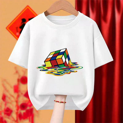 Funny Cool Rubikov Print Dječak Djevojčica Bijela majica Kid Summer Harajuku Kawaii Funny Little Baby Y2K aplikacije Odjeća, isporuka
