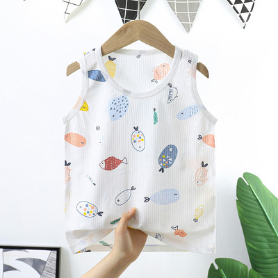 Ljetni dječji pamučni prsluk, tanki, dječaci, djevojčice, beba, prozračna zaštita za trbuh, pamučna jacquard donja majica bez rukava