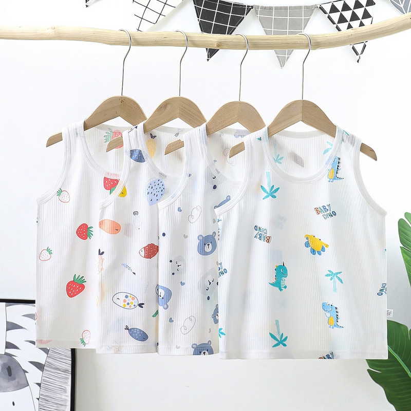 Ljetni dječji pamučni prsluk, tanki, dječaci, djevojčice, beba, prozračna zaštita za trbuh, pamučna jacquard donja majica bez rukava