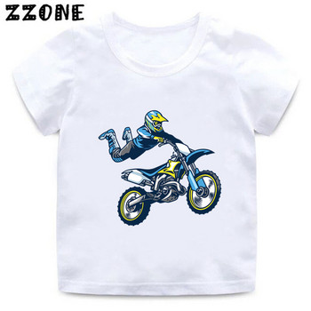 Motorcycle Motocross Rider Готина детска тениска Бебешки момчета Ежедневна забавна тениска Лятна мода Детско улично облекло Дрехи за момичета