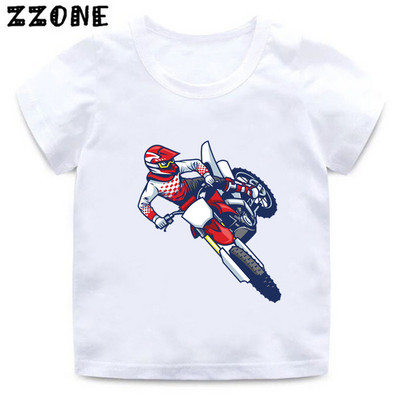 Motoros Motocross Rider Cool Kids Póló Baba Fiú Alkalmi Vicces póló Nyári Divat Gyermek Utcai Ruhák Lány Ruhák