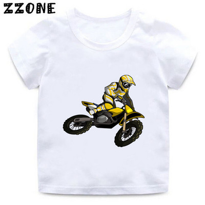 Motoros Motocross Rider Cool Kids Póló Baba Fiú Alkalmi Vicces póló Nyári Divat Gyermek Utcai Ruhák Lány Ruhák