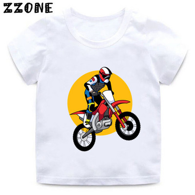 Motoros Motocross Rider Cool Kids Póló Baba Fiú Alkalmi Vicces póló Nyári Divat Gyermek Utcai Ruhák Lány Ruhák