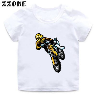 Motoros Motocross Rider Cool Kids Póló Baba Fiú Alkalmi Vicces póló Nyári Divat Gyermek Utcai Ruhák Lány Ruhák