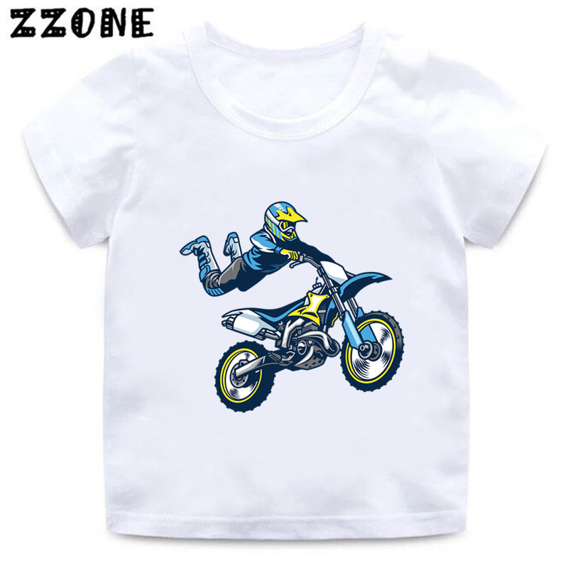 Motoros Motocross Rider Cool Kids Póló Baba Fiú Alkalmi Vicces póló Nyári Divat Gyermek Utcai Ruhák Lány Ruhák