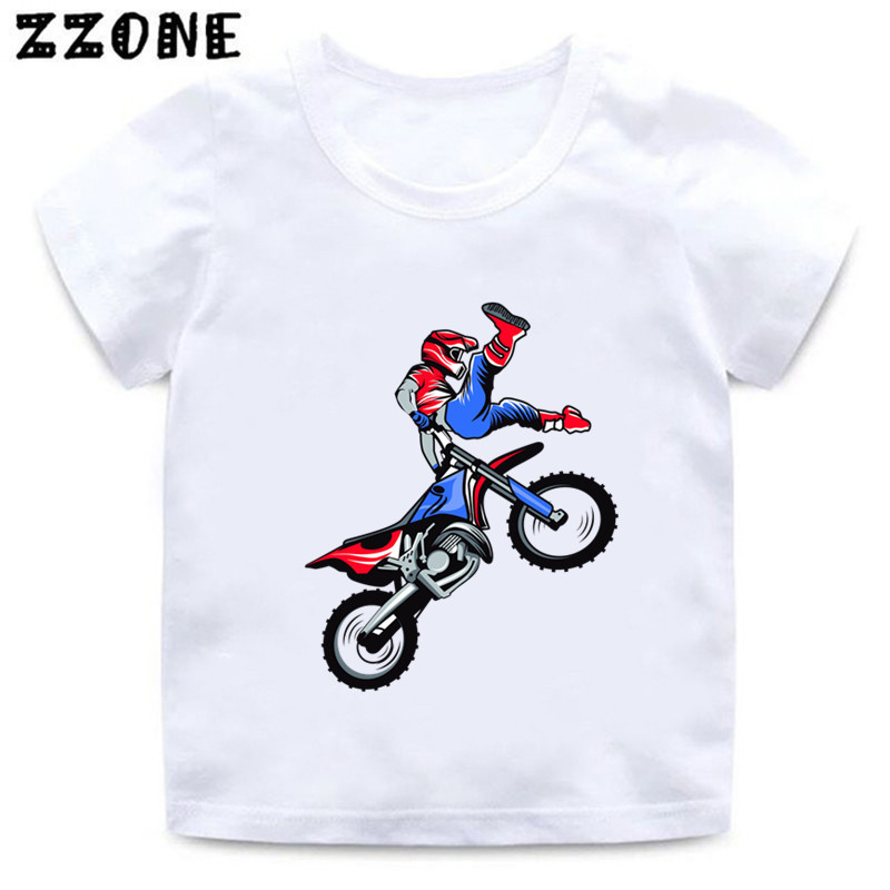 Motoros Motocross Rider Cool Kids Póló Baba Fiú Alkalmi Vicces póló Nyári Divat Gyermek Utcai Ruhák Lány Ruhák