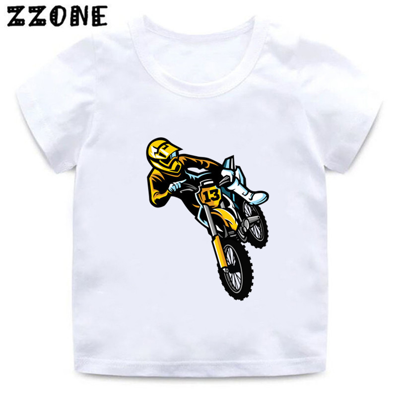 Motoros Motocross Rider Cool Kids Póló Baba Fiú Alkalmi Vicces póló Nyári Divat Gyermek Utcai Ruhák Lány Ruhák
