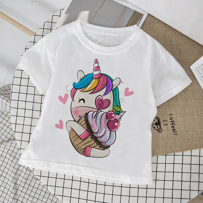 Mood Armsad Lasteriided Ükssarviku tüdrukute Topid Vikerkaare Hobune Tüdrukute T-särk Multikas Baby Boy Riided Ümarkaelus Uus Lastesärk