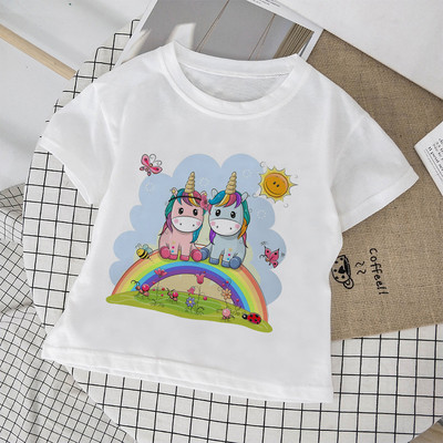 Mood Armsad Lasteriided Ükssarviku tüdrukute Topid Vikerkaare Hobune Tüdrukute T-särk Multikas Baby Boy Riided Ümarkaelus Uus Lastesärk