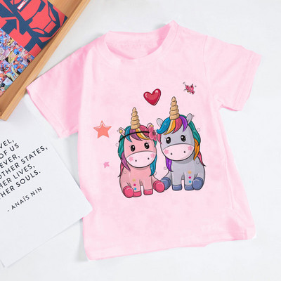 Mood Armsad Lasteriided Ükssarviku tüdrukute Topid Vikerkaare Hobune Tüdrukute T-särk Multikas Baby Boy Riided Ümarkaelus Uus Lastesärk