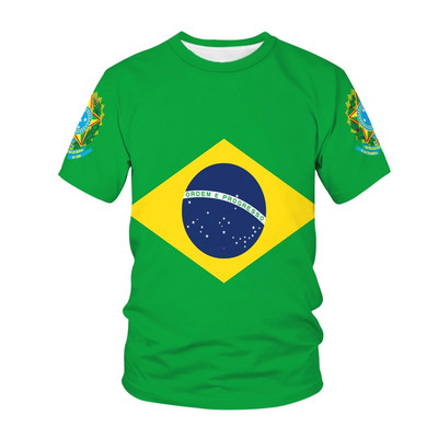 Μπλουζάκια Ισπανία Ρωσία Βραζιλία Σημαία Παιδικά ρούχα τρισδιάστατη εκτύπωση Παιδικό μπλουζάκι Μόδα Casual μπλουζάκι με στρογγυλή λαιμόκοψη Μπλουζάκια για αγόρι κορίτσια