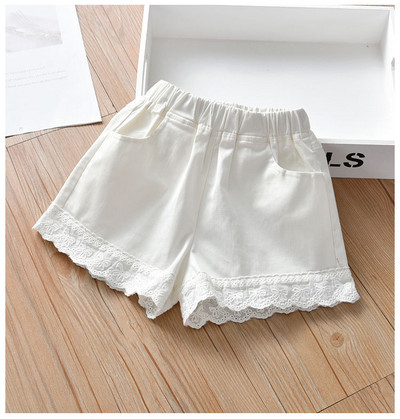 Καλοκαιρινό casual παπιγιόν δαντέλα συνονθύλευμα κοριτσίστικα ελαστική μέση Υπέροχο σορτς παντελόνι για 1-9 χρόνια