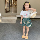 2-6 éves gyerekek lány rövidnadrágok nyári laza pontmintás elasztikus derék vékony nadrágok lány alsók