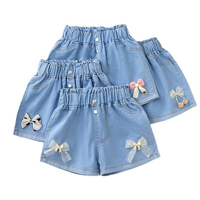 Summer Shorts Girls Denim Shorts Summer Fashion Cute Shorts Floral Lace Wild Children`s Pants Girls Denim Shorts Teen