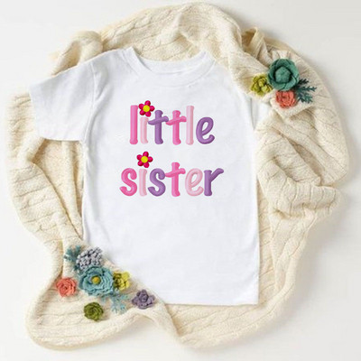 Big Sister Little Sister Twins Sister Tshirt Детски горнища с къси ръкави Подходяща екипировка Тениска Бяла тениска Детско горнище Дрехи за момичета