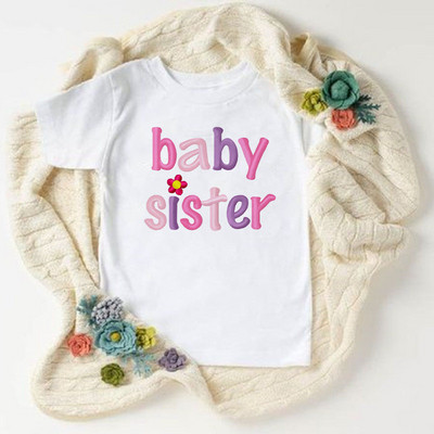 Big Sister Little Sister Twins Sister Tsärk Laste lühikeste varrukatega Topid Sobiv riietus T-särk Valge Tee Laste Top Tüdrukute riided