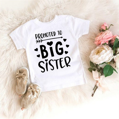 Paaugstināts par Big Sister Kids T-krekls Bērnu T krekls Baby Paziņojums Top Toddler T krekls Vasaras Apģērbi Meiteņu T-krekls ar īsām piedurknēm