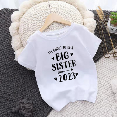 Ülendati Big Sister Kids T-särk Laste T-särk Beebi teadaanne Top väikelaste T-särk Suveriided Tüdrukud Lühikeste varrukatega T-särk