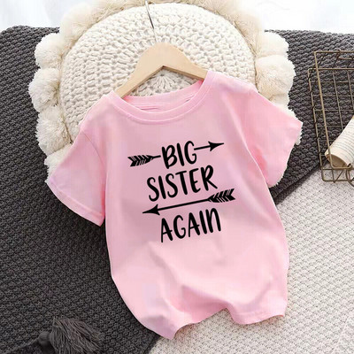 Ülendati Big Sister Kids T-särk Laste T-särk Beebi teadaanne Top väikelaste T-särk Suveriided Tüdrukud Lühikeste varrukatega T-särk