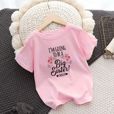 Ülendati Big Sister Kids T-särk Laste T-särk Beebi teadaanne Top väikelaste T-särk Suveriided Tüdrukud Lühikeste varrukatega T-särk