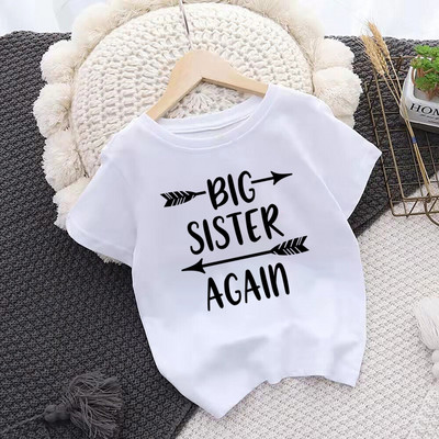 Ülendati Big Sister Kids T-särk Laste T-särk Beebi teadaanne Top väikelaste T-särk Suveriided Tüdrukud Lühikeste varrukatega T-särk