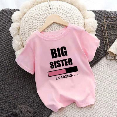 Ülendati Big Sister Kids T-särk Laste T-särk Beebi teadaanne Top väikelaste T-särk Suveriided Tüdrukud Lühikeste varrukatega T-särk