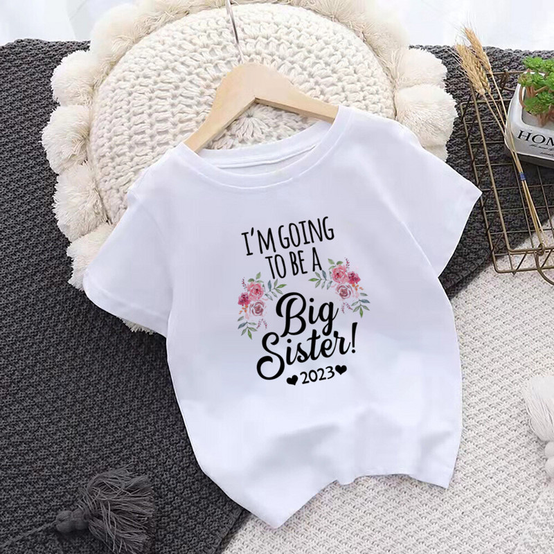 Ülendati Big Sister Kids T-särk Laste T-särk Beebi teadaanne Top väikelaste T-särk Suveriided Tüdrukud Lühikeste varrukatega T-särk