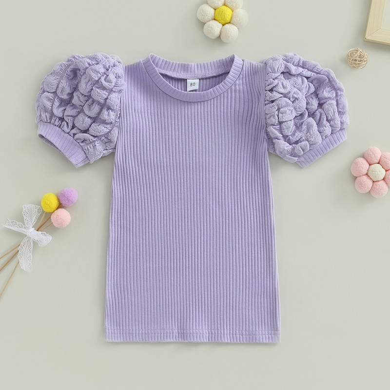 Ma&baby, letné šaty pre dievčatá, 6M-4R, pletené, s nafúknutými rukávmi, rovné, pre dojčatá a dievčatá, veľkosť D06