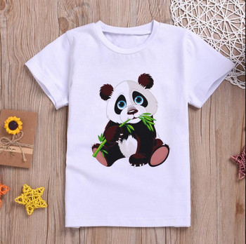 Топ лятна забавна тениска за момчета Kawaii Panda Cartoon Най-новите дрехи за момиченца Модна тениска с щампа с къс ръкав Детски дрехи