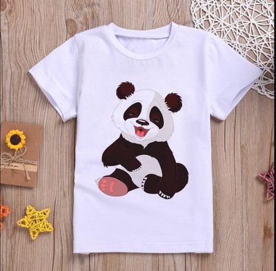 Топ лятна забавна тениска за момчета Kawaii Panda Cartoon Най-новите дрехи за момиченца Модна тениска с щампа с къс ръкав Детски дрехи