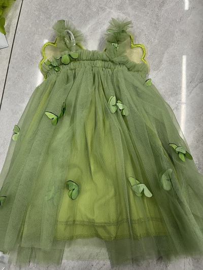 ma&baby 6M-4Y tipegő lányok tüll ruha zöld ujjatlan hercegnős pillangós dekor ruhák lányoknak születésnapi partira D06